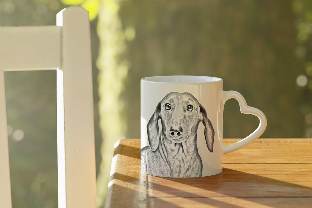 Dachshund I - cup with a dog, adorable cup with a heart-shaped handle, universal gift from the Art-Dog brand