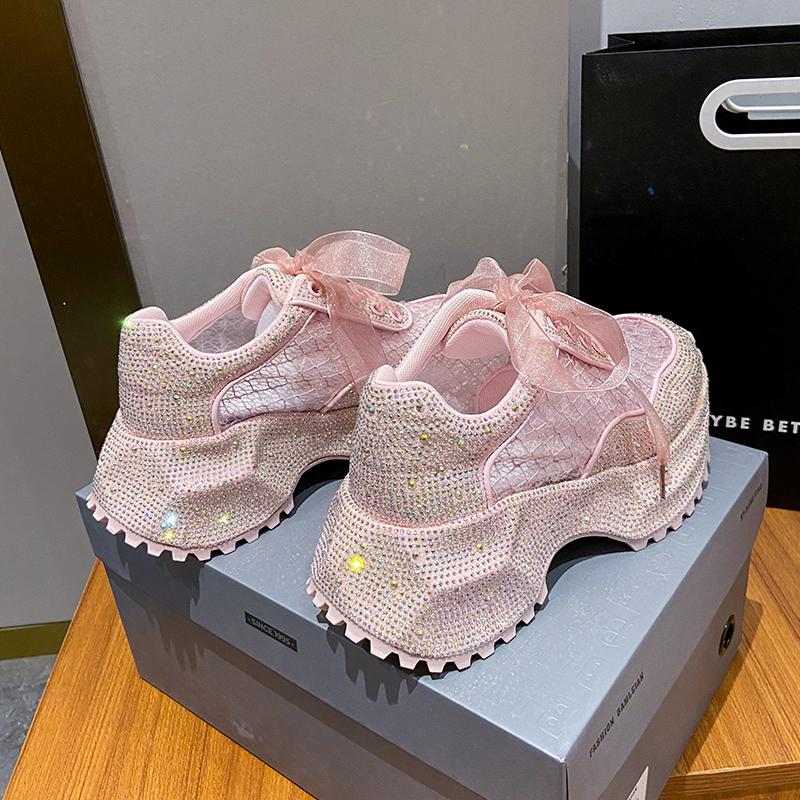 Fashion Women Shiny Rhinestones Shoes Summer Breathable Mesh Casual Sneakers Women Sport Shoes Platform Luxury Shoes zapatos mujer