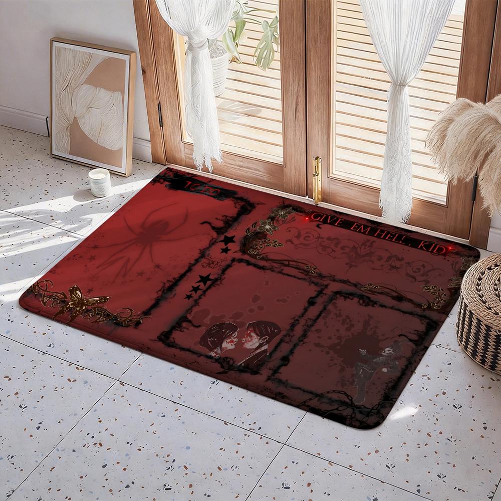 Rock Band My Chemical Romance Floor Mat Eco Flannel Doormat Non Slip Odorless Indoor Floor Rug Soft Short Plush Home Mat