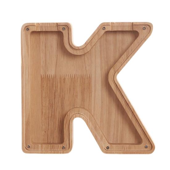 Wooden Piggy Bank with Clear Window, A-Z Letter Coin Cash Container for Kids Adults, Unbreakable Money Saving Box Decoration