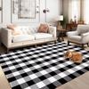 Tappeto da Esterno a Quadri Buffalo 152 x 213 cm Tappeti Lavabili, Tappeto a Scacchi Bianco e Nero, Cotone Tessuto a Mano per Interni o Esterni Grande Ar