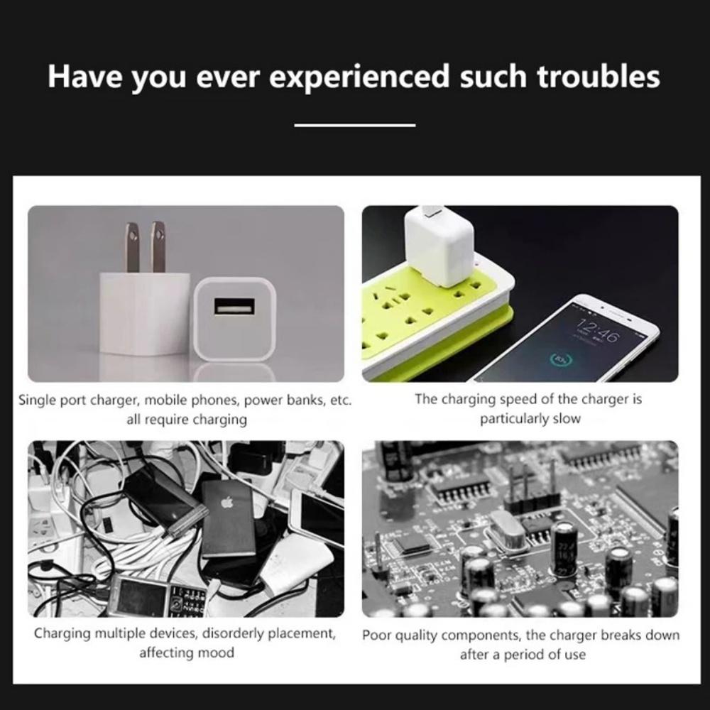 50W Multiport USB-Ladegerät Schnellladung Typ C Hub-Adapter für IPhone Samsung Xiaomi 10-Port USB-Handyladegerät Verlängerungssteckdose