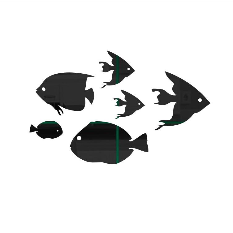 Bubble Fish Ocean Adhesive Wallpaper Sticker Acrylic Mirror 3D Wall Art for Kids Room&Kindergarten Self-Adhesive Removable Decor