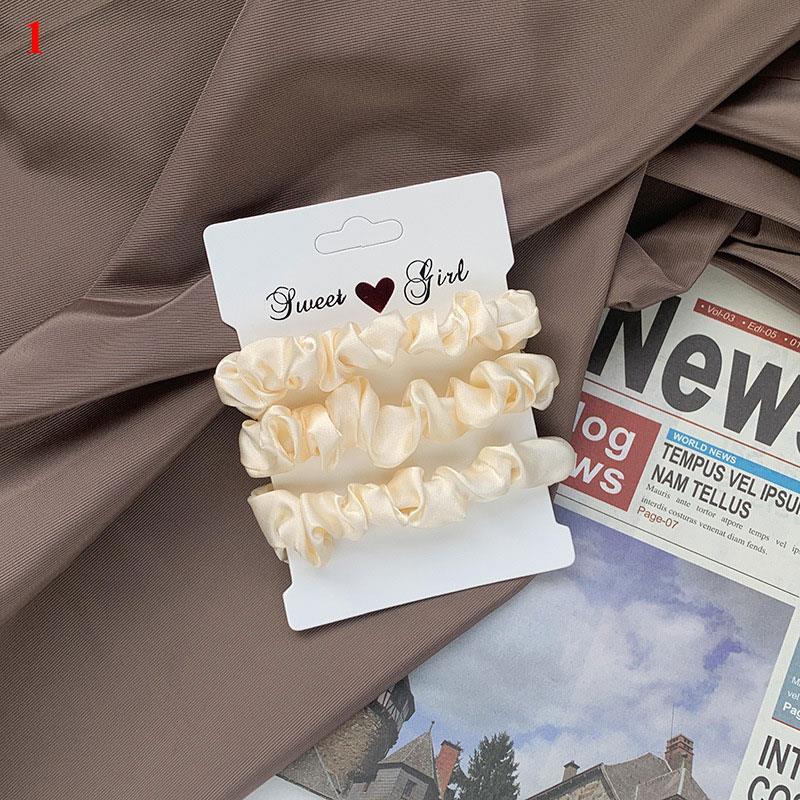Fashion 3PCS/Set Satin Silky Scrunchies Hair Rope Luxury Solid Color Elastic Hair Bands Women Hair Accessories Headwear