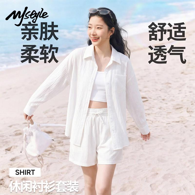 

MJ STYLE Women s Lightweight Shirt Two-Piece Set XL