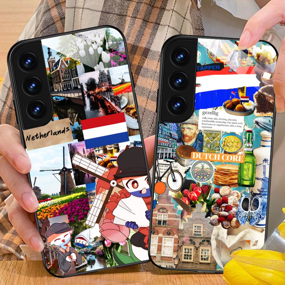 Netherland Dutch Flag Glass Mobile Phone Case for Samsung Galaxy A56 55 54 53 52 51 36 35 34 23 16 15 5G Colorful Cover