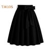 Women Mini Skirt High Waist Lace-up Bowknot Decor Short Skirt Solid Color A-Line Skate Skirt Leisure Daily Wear