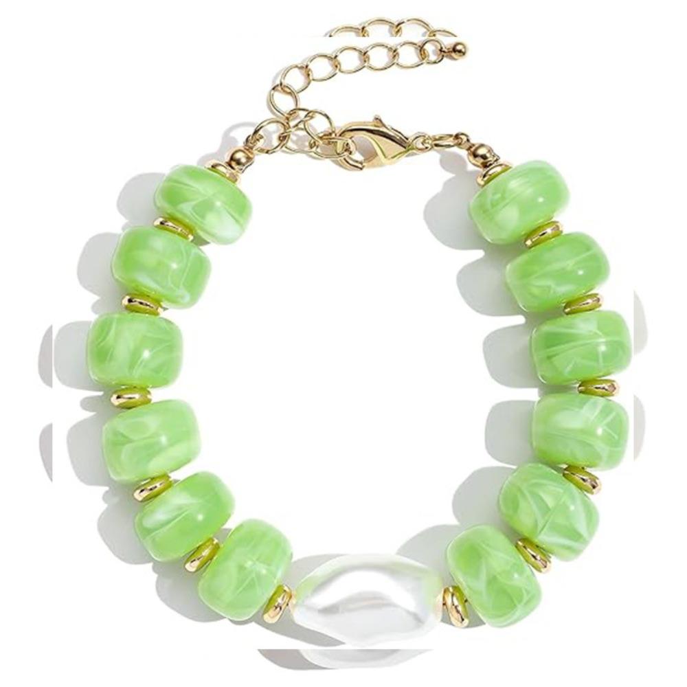Chunky Beads Resin Bracelet Pearl Accent Handmade Jewelry Statement Beaded Bracelets For Women