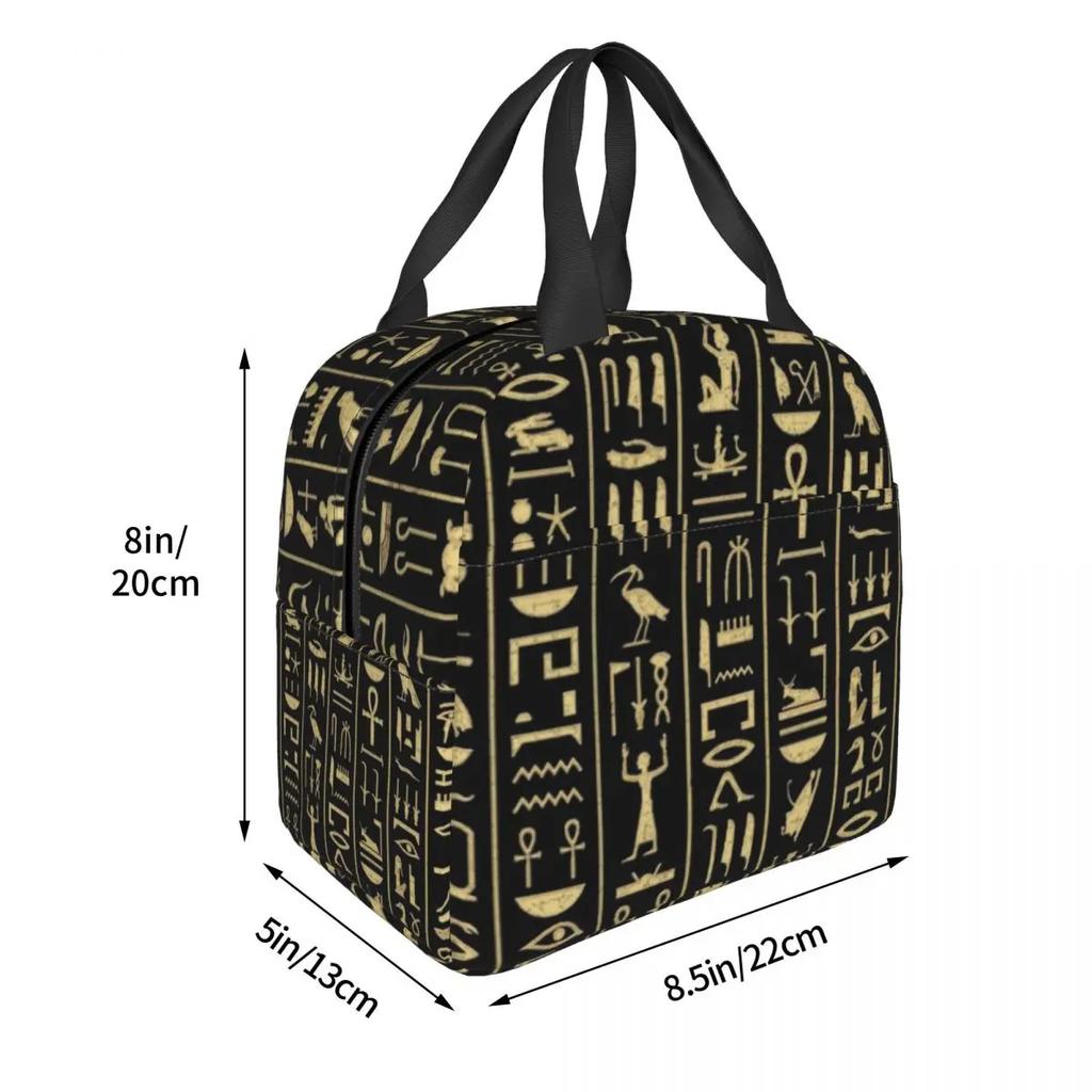Custom Gold Hieroglyphics Lunch Bag Men Women Warm Cooler Insulated Lunch Box for Children School