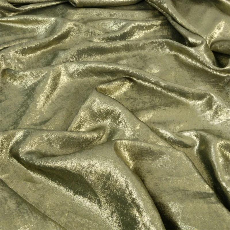 Wide 150cm Shiny Hot Stamping Stretch Luster Fabric For Diy Sewing Wedding Dress Hanfu Upholstery Sofa Curtain Background Cloth