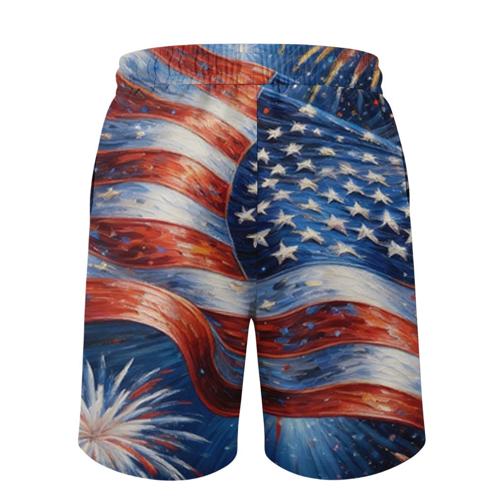 Men's Independence Day Printed Casual Drawstring Waist Shorts