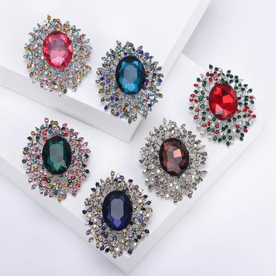 Koreanische Luxus Temperament Tinte Blau Schatz Große Kristall Brosche Personalisierte Strickjacke Schnalle Anzug Pin Corsage Zubehör