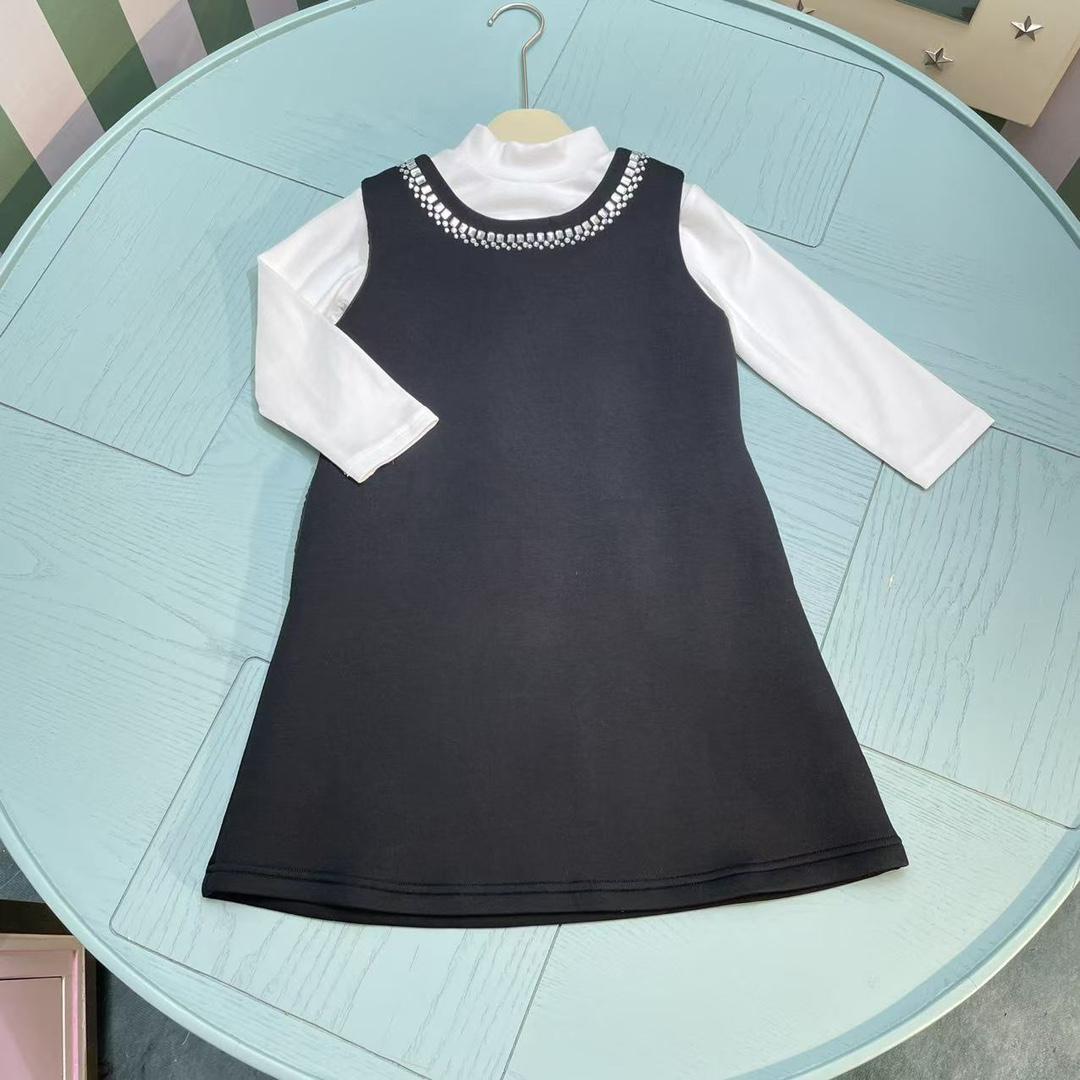 2024 Spring/Summer Elegant Black Beaded Sleeveless Round Neck Dress for Women 100 cm белый