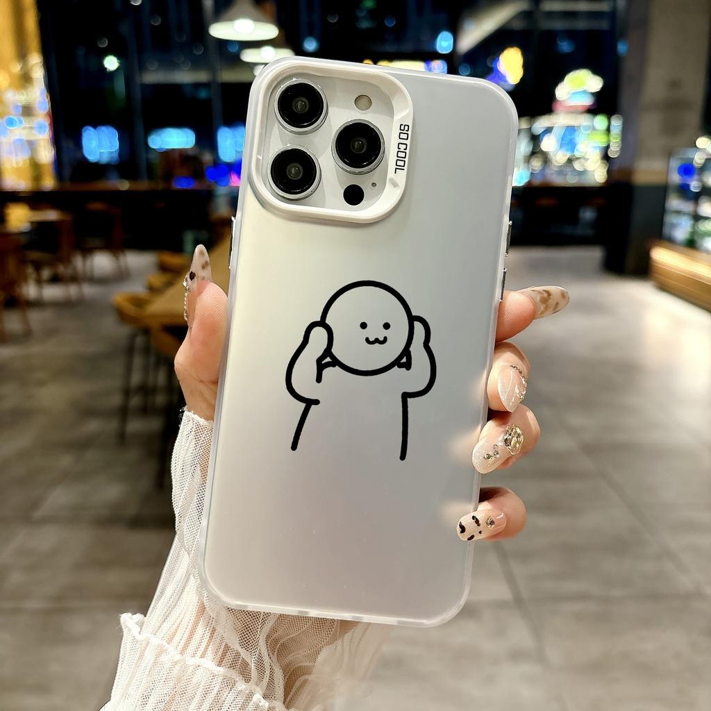Color Phone Case For iPhone 17 16E 16 11 15 14 Pro MAX 12 13 MINI 7 8 Plus XR SE Silver Plated IMD Cover Matchman Cartoon