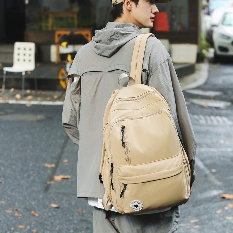 Middle School Student Schoolbag Women's Large Capacity Backpack Men Solid Color Nylon Backpack