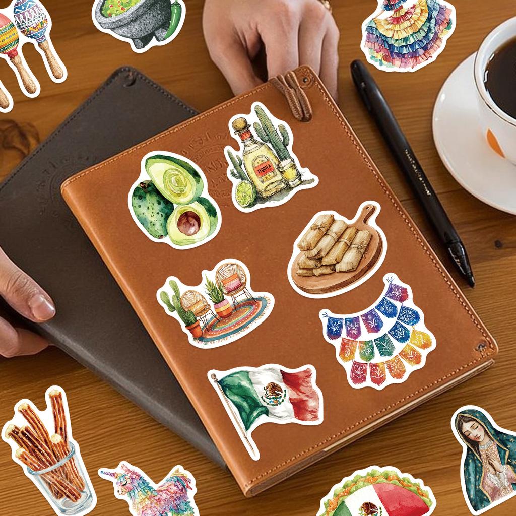 50 Pieces of Aesthetic Stickers, Ethnic Style Waterproof Wall Art for DIY Luggage, Water Cup, Notebook and More.