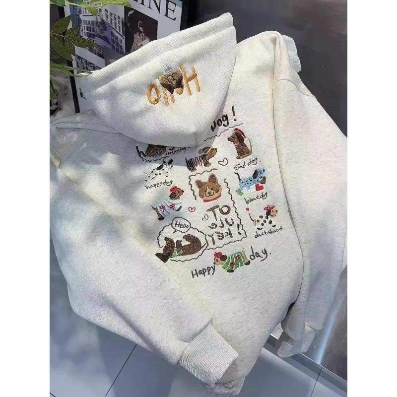 Sweater women's model, fleece and thicker brand feeling in autumn and winter, showing thin milk fu lazy