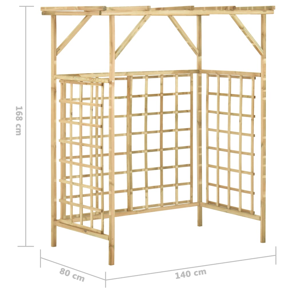 Pergola for 2 Trash Bins Pressure Treated Pine Wood
