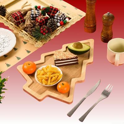 Bandeja de Madeira para Aperitivos e Doces Natal Bandeja de Servir Natal Prato de Charcutaria em Forma de Árvore de Natal Prato de Servir de Madeira para o Natal