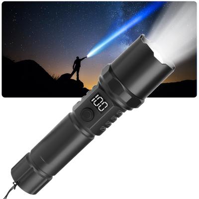 ABODXWERDI Powerful Rechargeable Emergency Flashlight with 3 Digital for Emergency Power First Outdoor Night and Dog Walking Flashlight, Compact,