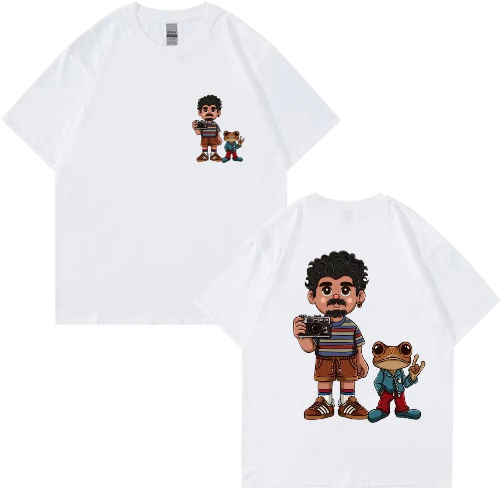 Rapper Bad Bunny Debi Tirar Mas Fotos DTMF Gewaschene T-Shirts Cartoon Frosch Klassisches Hip Hop T-Shirt Unisex Damen Baumwolle Übergröße T-Shirts