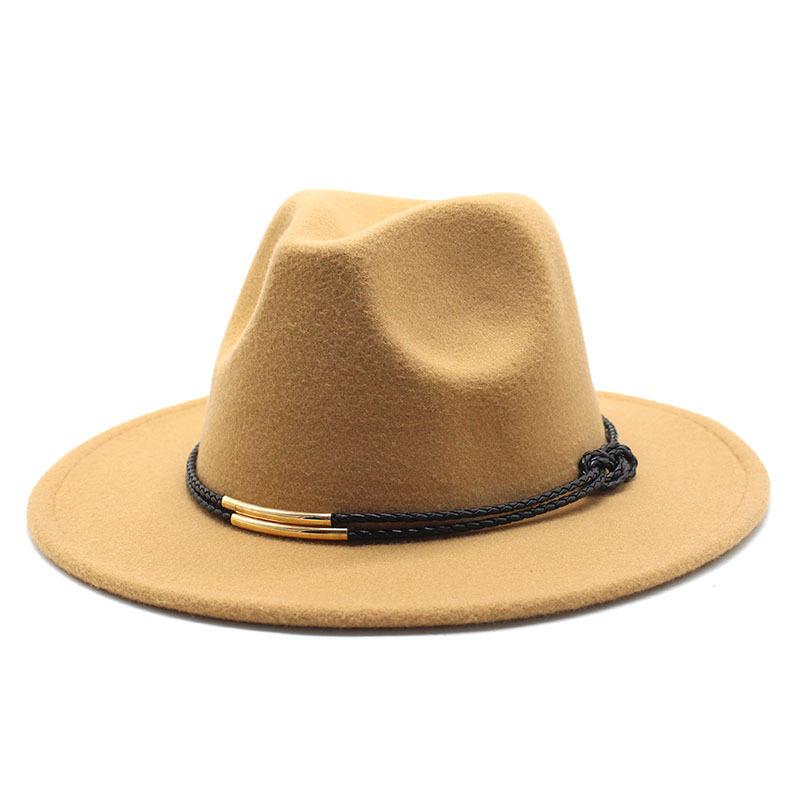 Hat Men'S And Women'S Jazz Hat Quarterly British Retro Belt White Top Hat Woolen Gentleman'S Hat