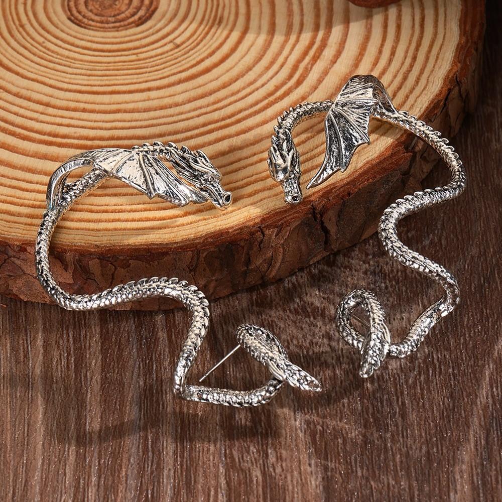 Vintage Dragon Animal Alloy Earrings With Electroplating For Women Wear Party
