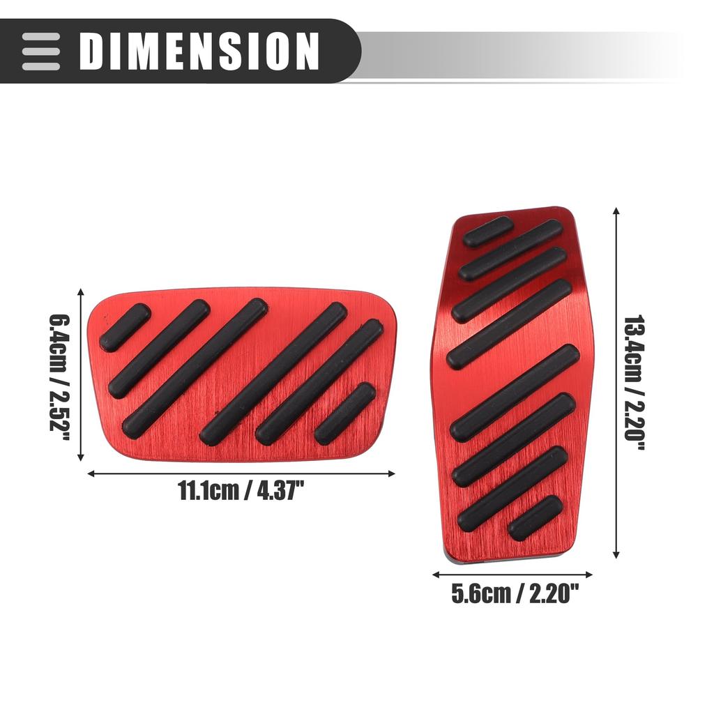 Motoforti Brake and Accelerator Pedal Covers for Chevy Cruze Black and 1 Set 2009-2020, Metal, Red,