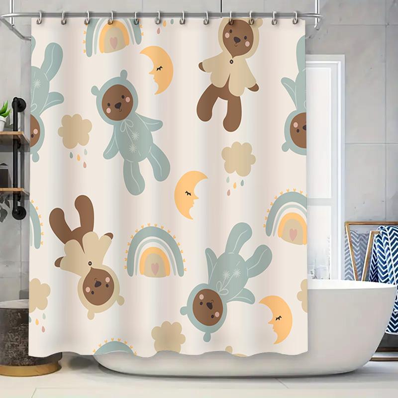 

Adorable Animal Print Shower Curtain Set For Kids Bathrooms Perfect Addition For Home Decor Gift Ideas! W60H190(CM)-1 Pcs