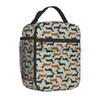Cute Dachshund Dog Print Insulated Lunch Bag Reusable Cooler Thermal Bento Tote Bag for Work School Hiking Travel Picnic Beach