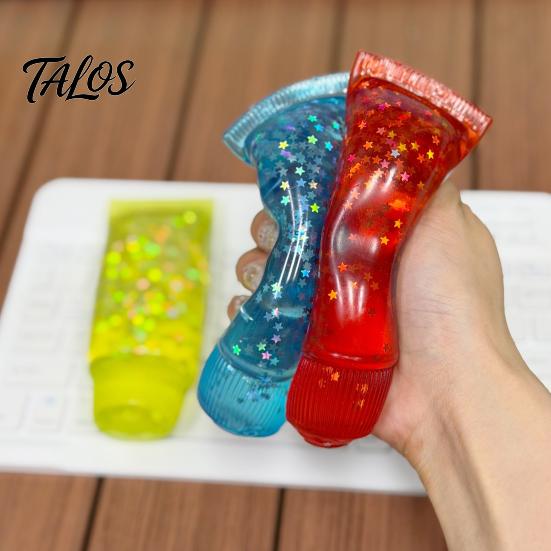 Toothpaste Tube Stress Toy Clear Squeeze Toy, Relief Star Glitter Portable Reliever Slow Rising Soft Transparent Sensory Relaxation
