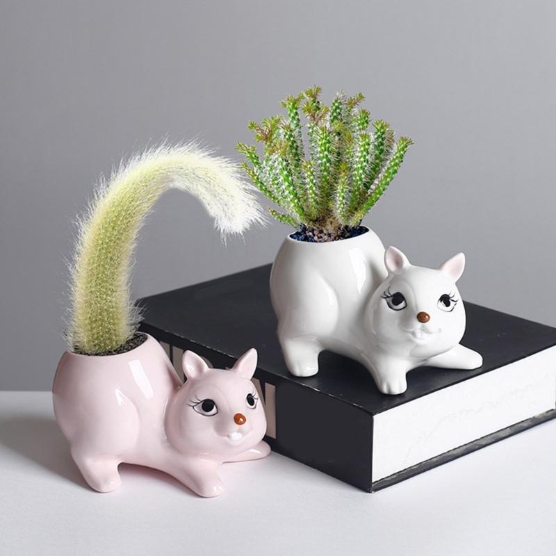 Handmade Mini Cartoon Ceramic Fleshy Plant Pot Planter Gift Ceramic Planter Container for Indoor Garden Desk Decoration