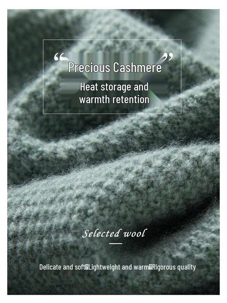 Men's Pure Cashmere Autumn/Winter Round Neck Sweater - Thick Knitted Long Sleeve Pullover