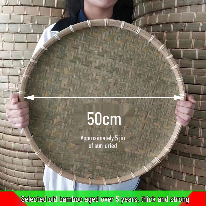 Cesta de Bambú Verde de Primera Capa para Cernir: Redondo, Duradero y Espeso para el Secado de Verduras Doméstico y Comercial.