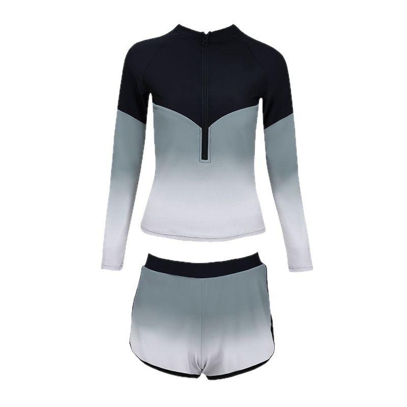 Swimsuit Conservative boxers Sports and Casual Three-piece Set Long Sleeve Sunscreen Swimsuit Rainbow Swimsuit