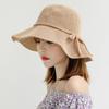 Women's Soft Knit Ribbon Strap Summer Bucket Hat