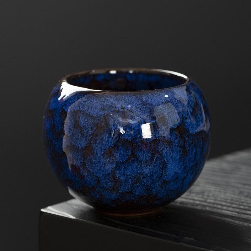Kiln Change Teacup Master Cup Ceramic Master Cup Tianmu Glaze Dragon Egg Kung Fu Tea Cup with Hand Gift Tea Cup