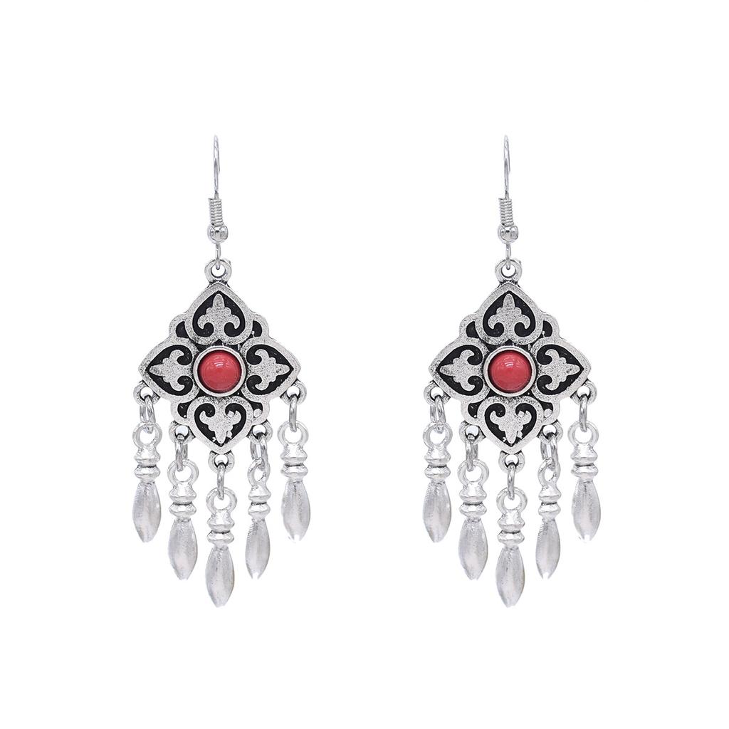 Ethnic style Kazakh earrings women's retro high-end fringed earrings Xinjiang Miao Yin exotic style festival earrings