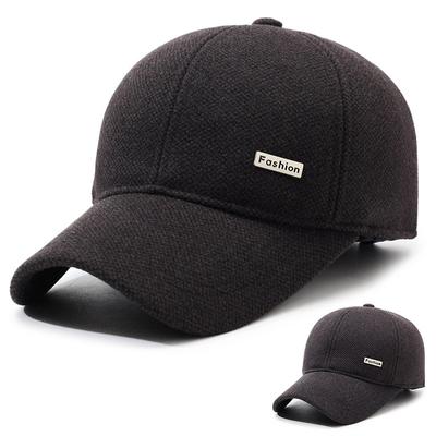 Men's Autumn Winter Woolen Baseball Cap for The Elderly Warm Cotton Peaked Cap Ear Protection Cap