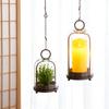 Hanging Candle Holder with Glass Dome and Decorative Chain, for Succulents and Houseplants (Brown, 13x30cm)