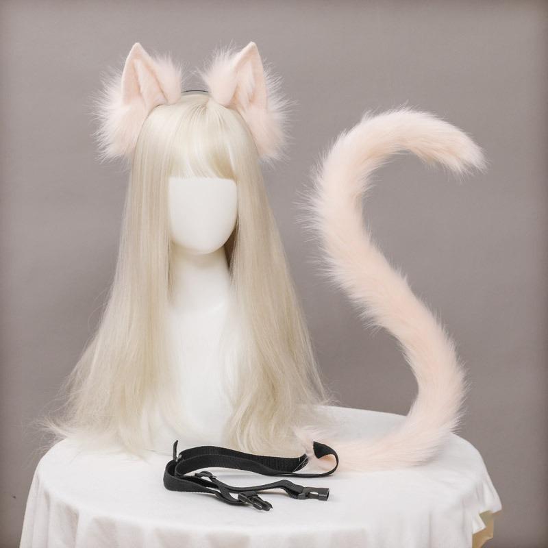 Un accessoire d'oreille d'animal simulé, une robe de fête mignonne de bande dessinée, un couvre-chef fait main, un serre-tête en peluche oreilles de chat pour femme.