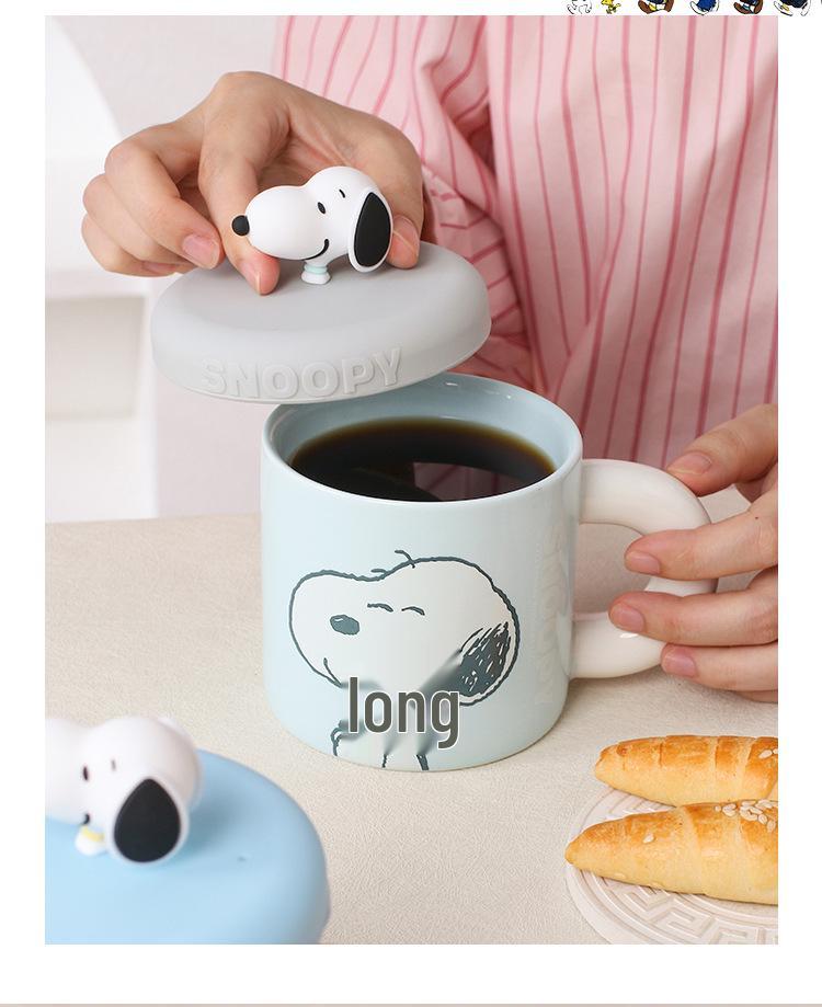 Snoopy Keramikbecher mit Deckel - Ideales Geschenk für Mädchen, das Büro oder das Zuhause