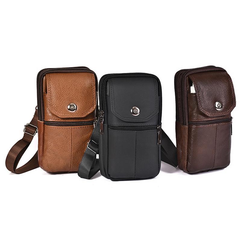 Men’s Cowhide Crossbody & Waist Phone Bag with ID Holder