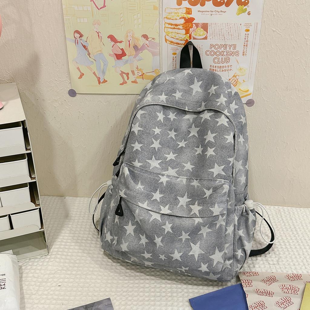 Schoolbag Japanese Ins Niche College Wind Star Schoolbag Female Student Korean Version Large Capacity Backpack Mori Simple Backpack