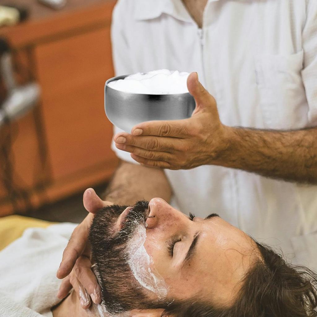 Stainless Steel Shaving Bowl Lather Mug for Men Wide and Deep Soap Container Beard Grooming Accessory