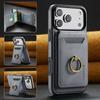 Ring Magnetic Leather Flip Wallet Card Holder Phone Case For iPhone 18 Pro Max 17 Air 17E 16E 16 Plus 15 14 13 12 Purse Cover