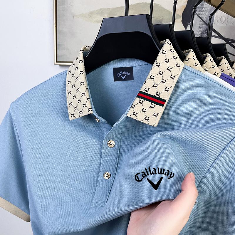 Callaway 2025 Summer Men's New Pony Embroidery Solid Color Loose Color Collar Business Casual Polo Shirt