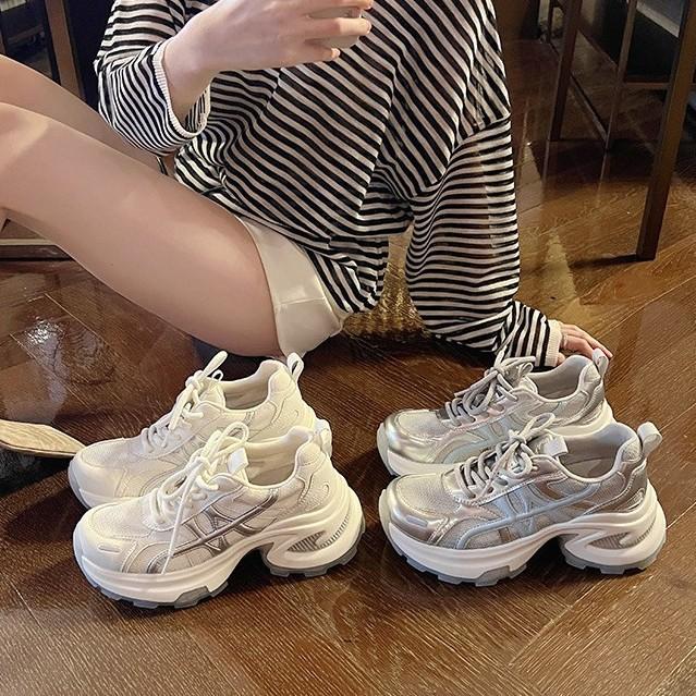 7.5Cm Korean Version Retro Thick-soled Heightening Dad Shoes Women's 2025 New Summer Breathable Sports and Leisure Shoes