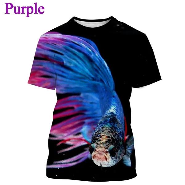 Neuestes Goldfisch-Kampffisch-3D-Tropenfisch-Print Street Wear Hip-Hop-T-Shirt