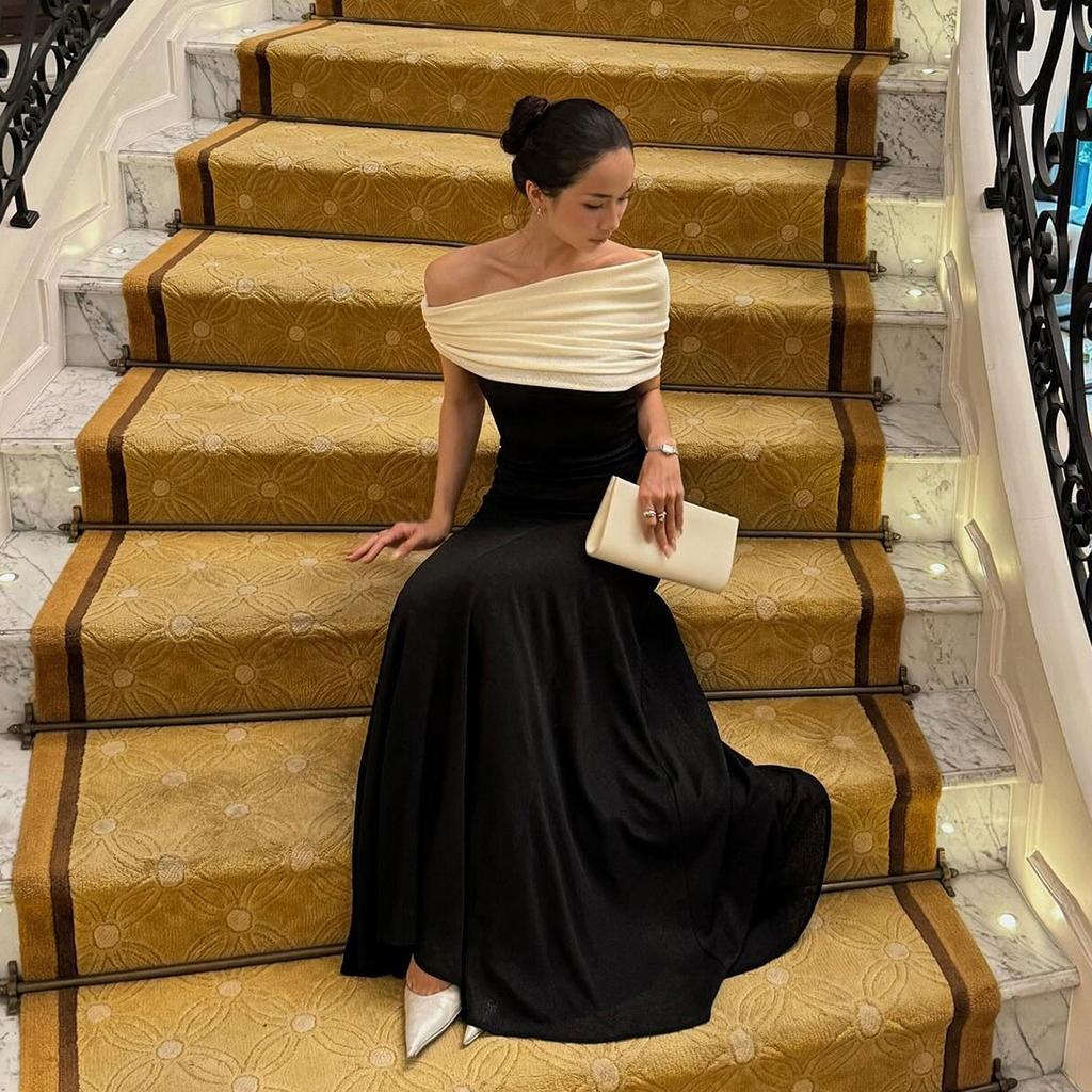 2026 European and American summer new sexy tube top pure desire waist temperament slim one-word shoulder dress long dress women